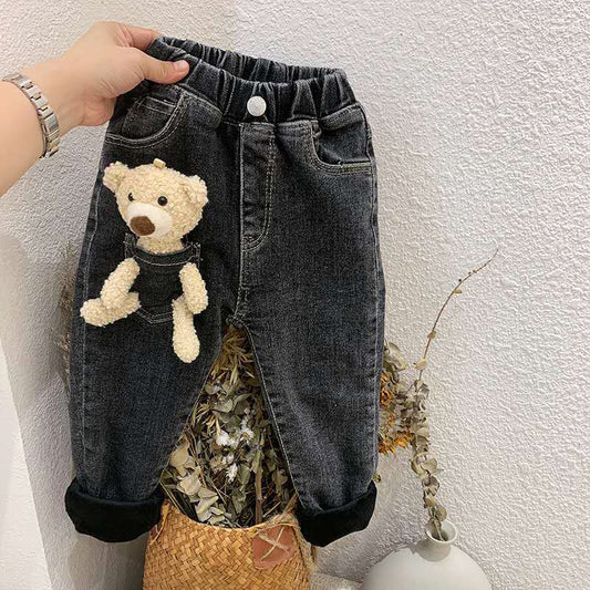 Fashion Baby Kid Girls Solid Color Animals Pants Jeans