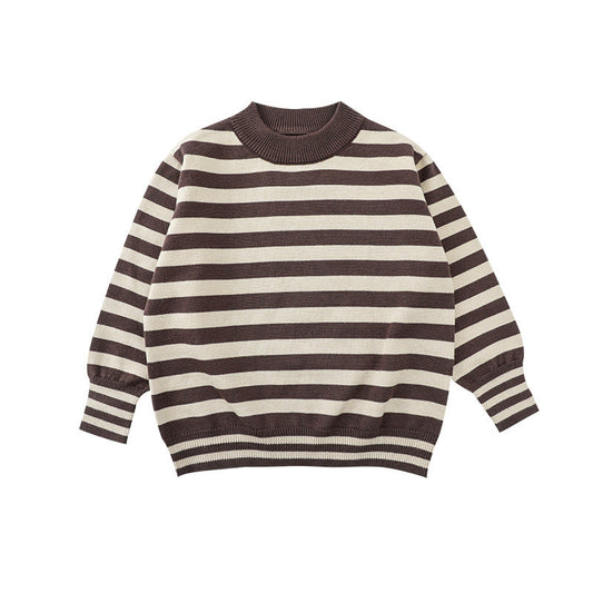 Baby Kid Girls Solid Color Striped Sweaters Knitwear