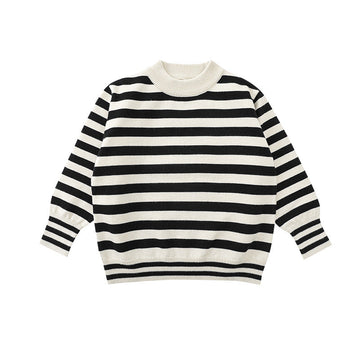 Baby Kid Girls Solid Color Striped Sweaters Knitwear