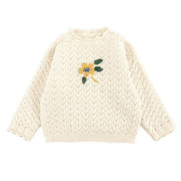 Baby Kid Girls Solid Color Embroidered Sweaters Knitwear