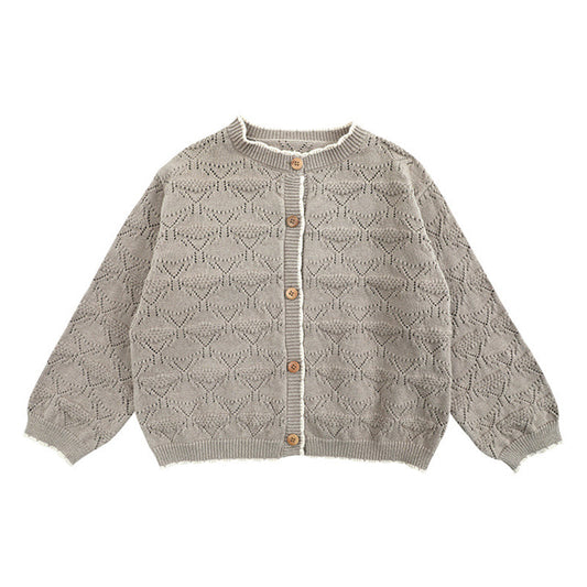 Baby Kid Girls Solid Color Knitwear Cardigan