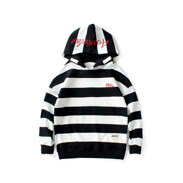 Kid Boys Striped Embroidered Hoodies Swearshirts