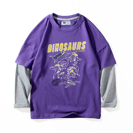 Kid Boys Letters Dinosaur Animals Print Sports Tops