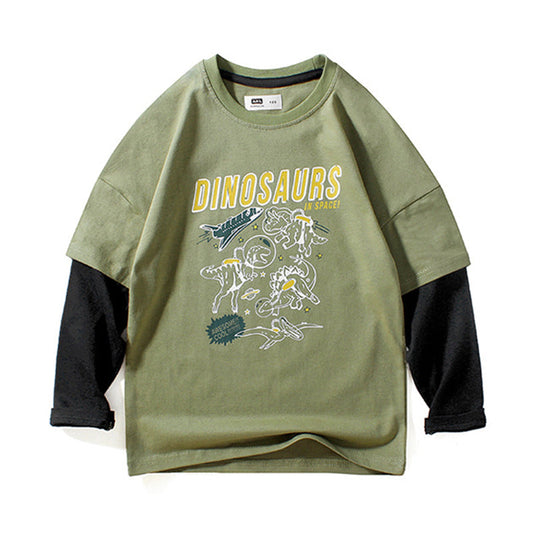 Kid Boys Letters Dinosaur Animals Print Sports Tops