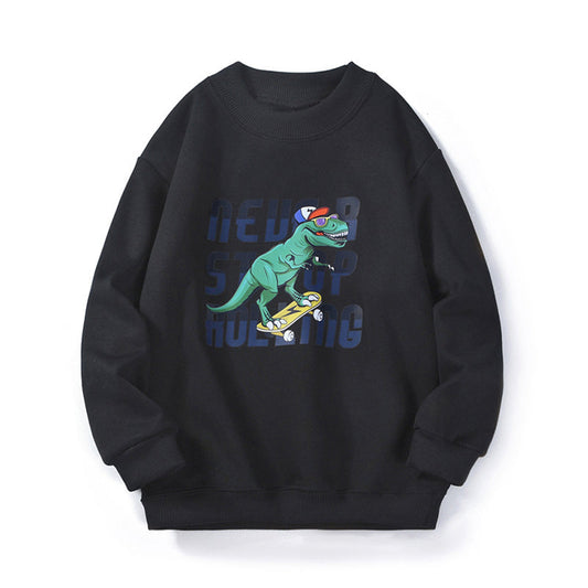 Kid Boys Letters Dinosaur Print Hoodies Swearshirts