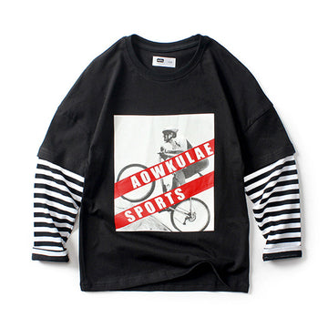 Kid Girls Boys Striped Letters Print Tops