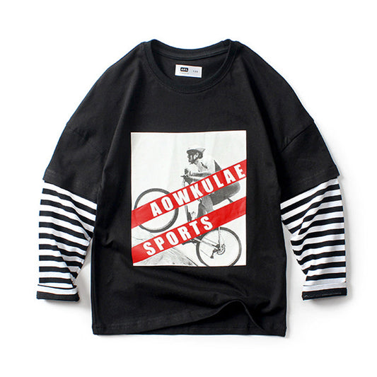 Kid Girls Boys Striped Letters Print Tops