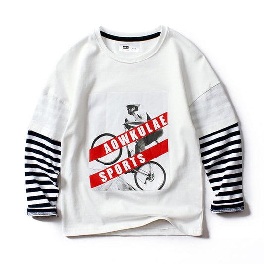 Kid Girls Boys Striped Letters Print Tops