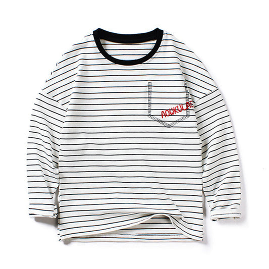 Kid Boys Striped Letters Print T-Shirts Knitwear