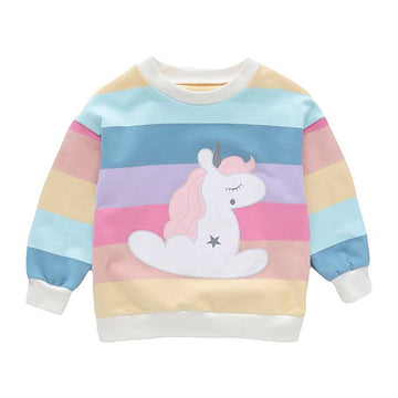 Baby Kid Girls Rainbow Star Unicorn Swearshirts