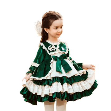 Baby Kid Girls Color-blocking Bow Lace Birthday Party Dresses Princess Dresses