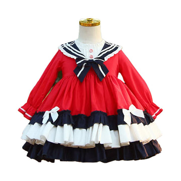 Baby Kid Girls Striped Bow Lace Birthday Party Dresses Princess Dresses