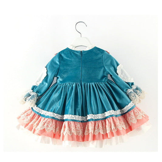 Baby Kid Girls Bow Lace Embroidered Birthday Party Dresses Princess Dresses