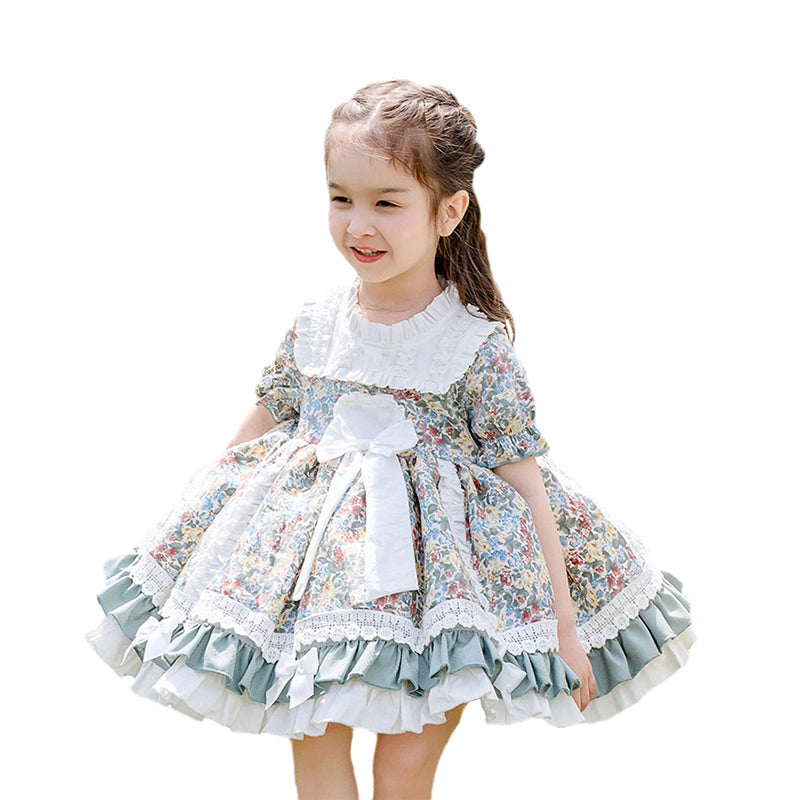Kid Girls Flower Bow Lace Dresses Princess Dresses
