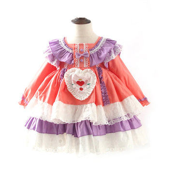 Kid Girls Color-blocking Bow Lace Dressy Dresses Princess Dresses