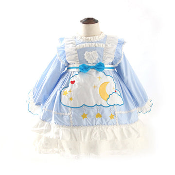 Baby Kid Girls Flower Galaxy Bow Lace Dressy Dresses Princess Dresses