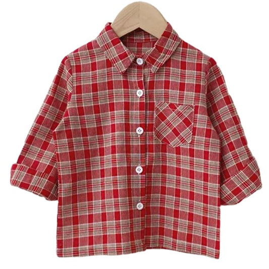 Baby Kid Boys Color-blocking Checked Shirts Jumpsuits