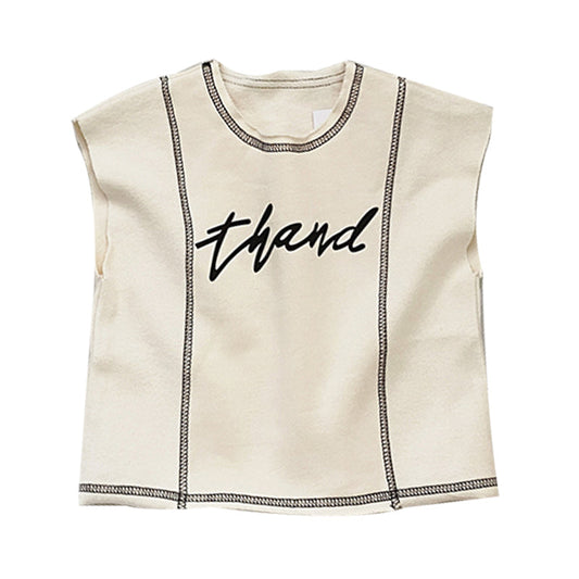 Baby Kid Girls Boys Solid Color Letters Tank Tops