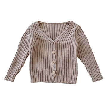 Baby Girls Solid Color Muslin&Ribbed Crochet Knitwear Cardigan