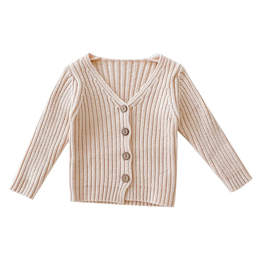 Baby Girls Solid Color Muslin&Ribbed Crochet Knitwear Cardigan