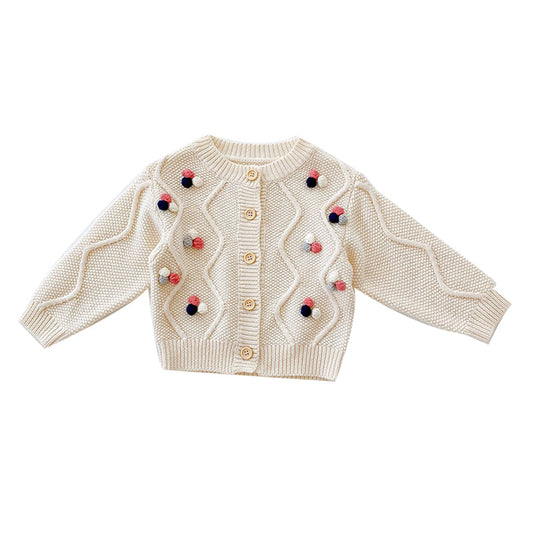 Fashion 2 Pieces Set Baby Kid Girls Embroidered Knitwear Cardigan And Solid Color Rompers