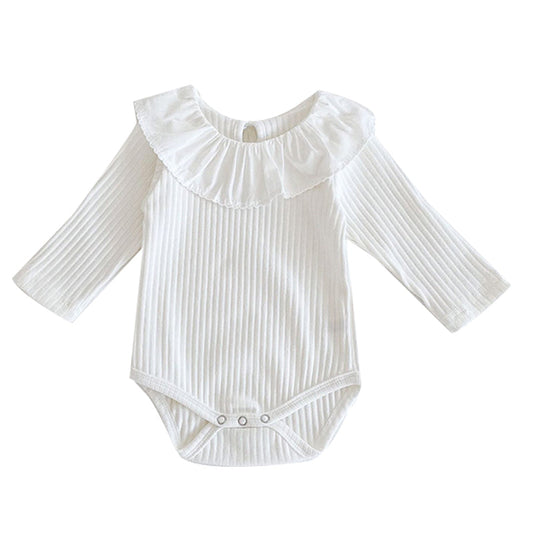 Baby Girls Solid Color Muslin & Ribbed Rompers