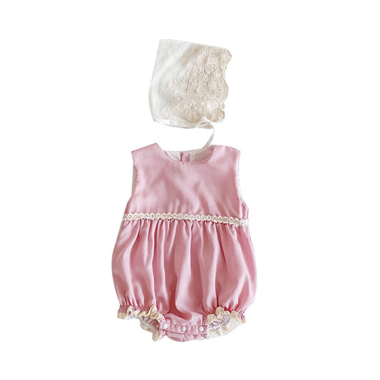 Baby Girls Lace Rompers And Hats