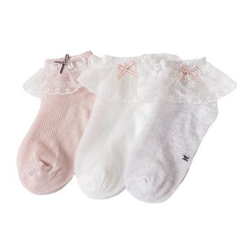 Baby Kid Girls Boys Solid Color Lace Accessories Socks