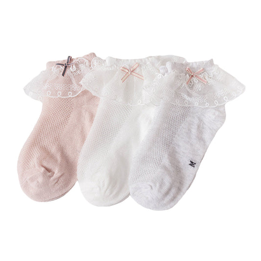 Baby Kid Girls Boys Solid Color Lace Accessories Socks