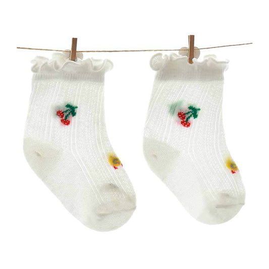 Baby Kid Girls Boys Flower Fruit Animals Embroidered Accessories Socks