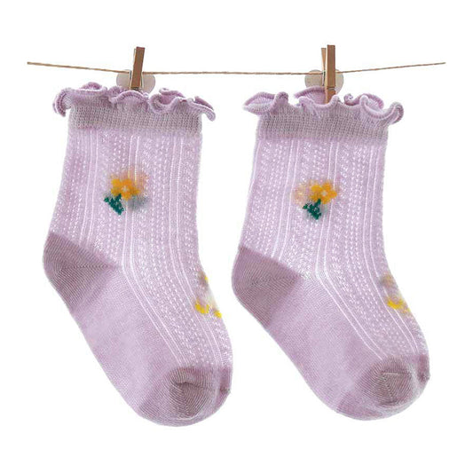 Baby Kid Girls Boys Flower Fruit Animals Embroidered Accessories Socks