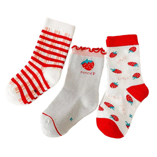 Baby Kid Girls Boys Striped Fruit Checked Animals Embroidered Accessories Socks