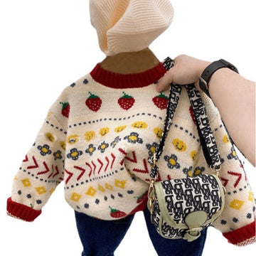 Baby Kid Girls Fruit Crochet Expression Sweaters Knitwear