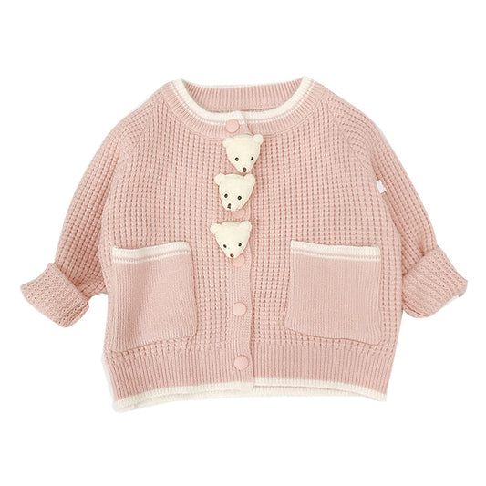 Baby Kid Girls Animals Cartoon Crochet Knitwear Cardigan