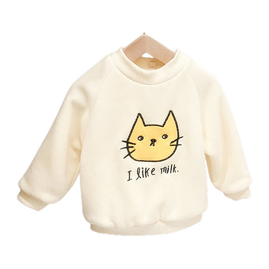 Baby Kid Girls Letters Color-blocking Fruit Animals Cartoon Embroidered Print Hoodies Swearshirts