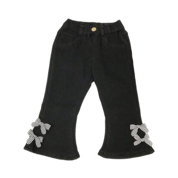 Baby Kid Girls Solid Color Bow Pants Jeans