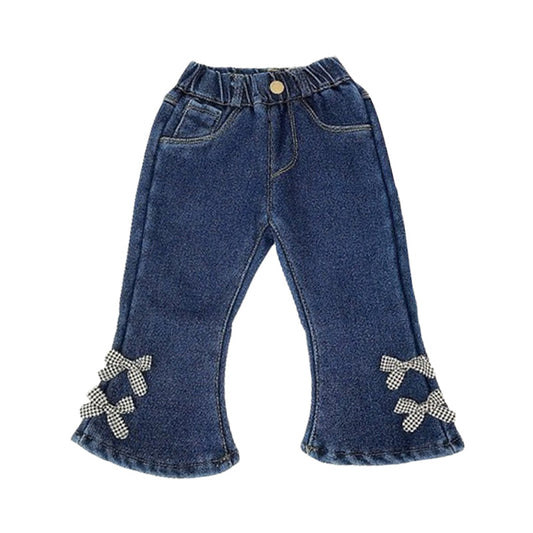 Baby Kid Girls Solid Color Bow Pants Jeans