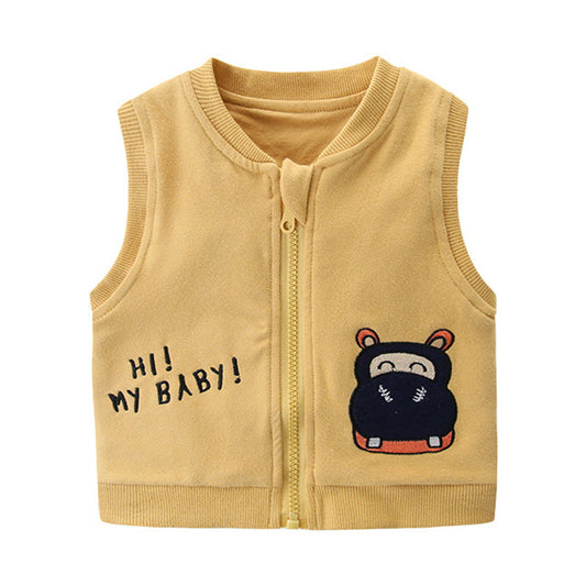 Baby Kid Unisex Letters Cartoon Embroidered Vests Waistcoats
