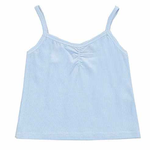 Baby Kid Girls Solid Color Muslin&Ribbed tank tops Tops