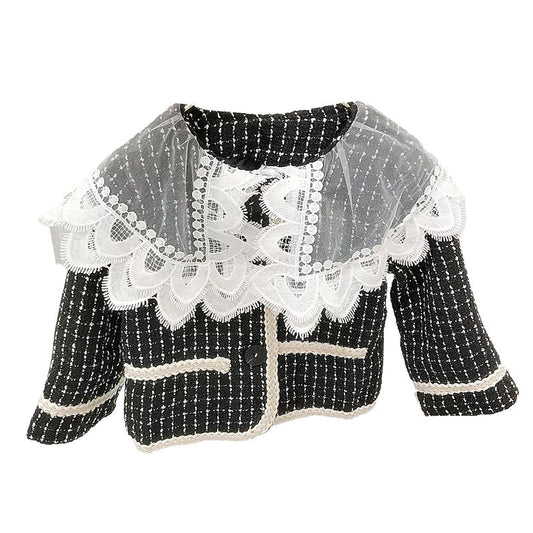 Baby Kid Girls Checked Lace Jackets Outwears