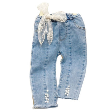 Baby Kid Girls Lace Embroidered Jeans