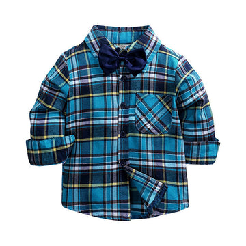 Baby Kid Boys Checked Bow Print Shirts