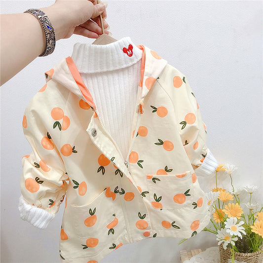 Fashion Baby Kid Girls Fruit Print Coats