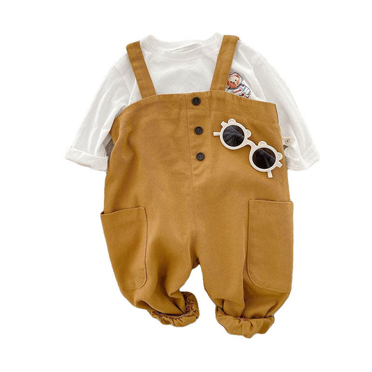 Baby Kid Girls Boys Solid Color Jumpsuits