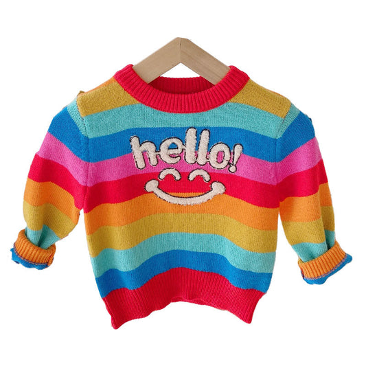 Baby Kid Girls Letters Hoodies Swearshirts And Rainbow Sweaters And Embroidered Jackets Outwears And Polka dots Dresses