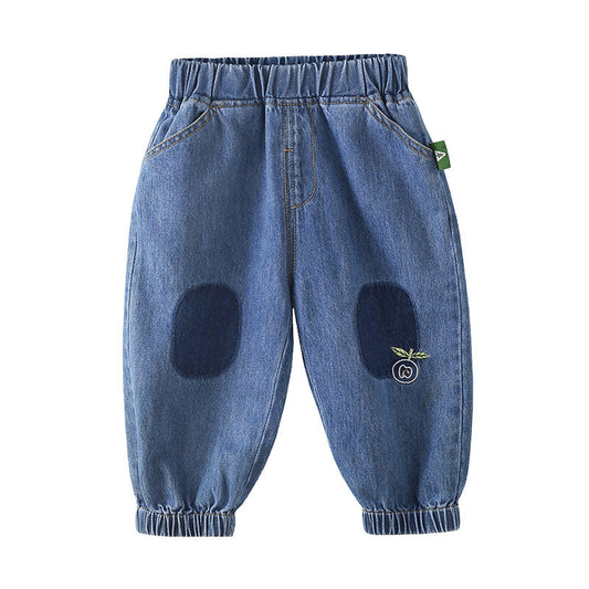 Baby Kid Girls Boys Fruit Cartoon Embroidered Pants Jeans