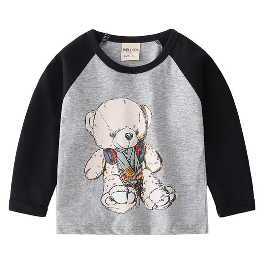 Baby Kid Boys Color-blocking Animals Print Tops