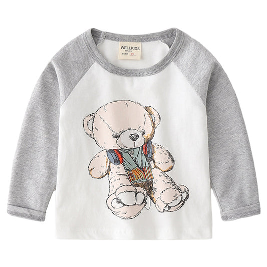 Baby Kid Boys Color-blocking Animals Print Tops