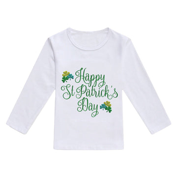 Baby Kid Unisex Letters Flower Print St Patrick's Day Tops