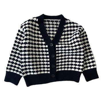 Baby Kid Boys Color-blocking Checked Cardigan Knitwear